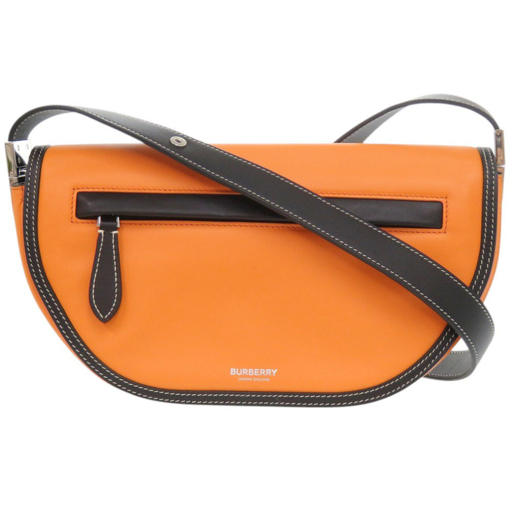 Burberry Olympia Leather Orange Black Shoulder Bag 0420BURBERRY